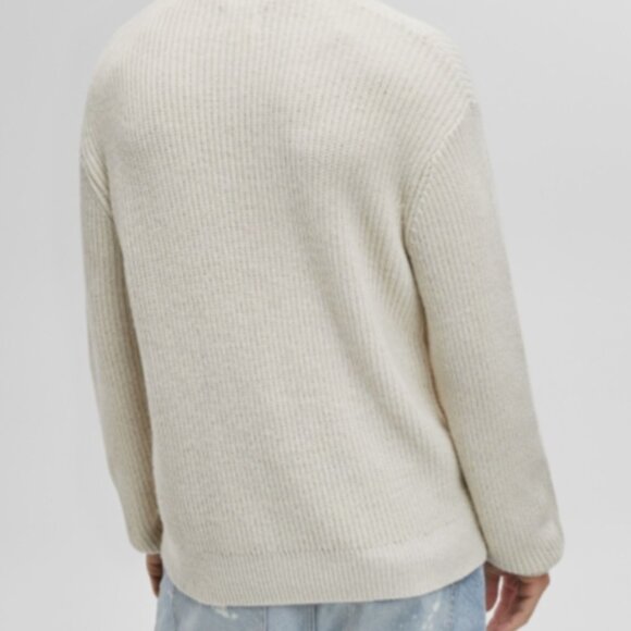 Mode of One Men Knit Cable Crewneck Sweater Bleached Oak Size XL - Picture 2 of 8